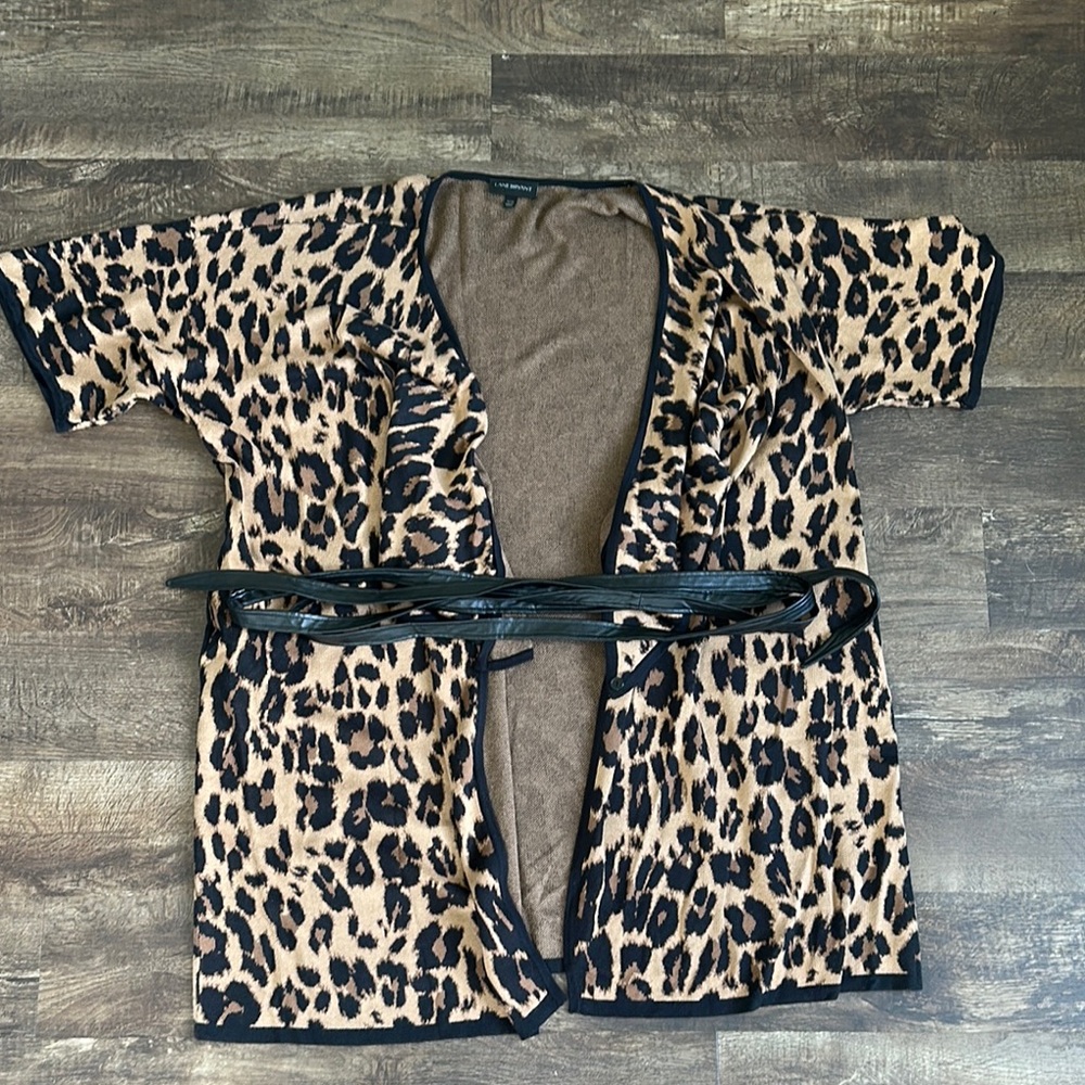 Lane Bryant Leopard Print Cardigan - Black and Brown
